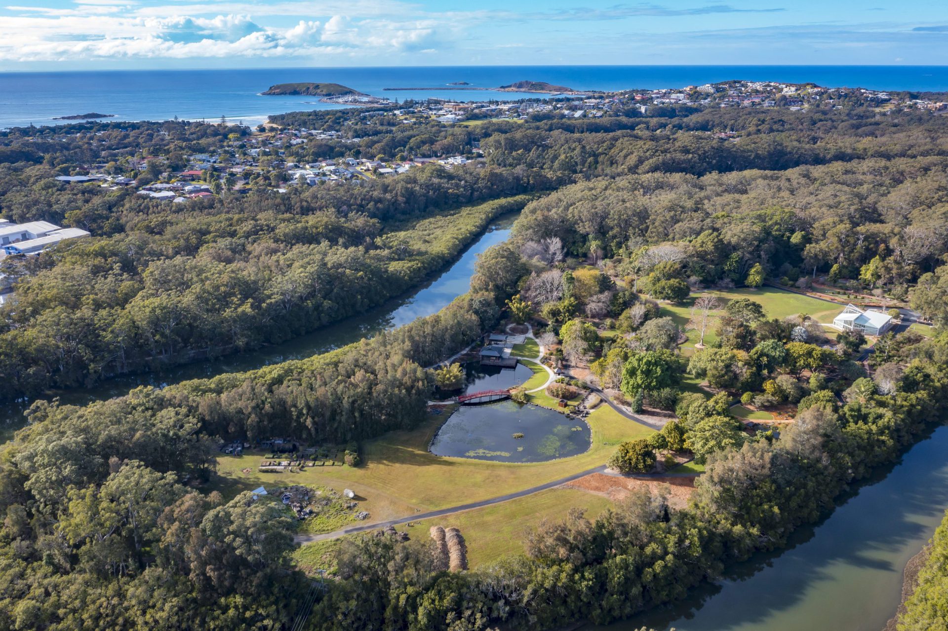 aerial photo of gardens